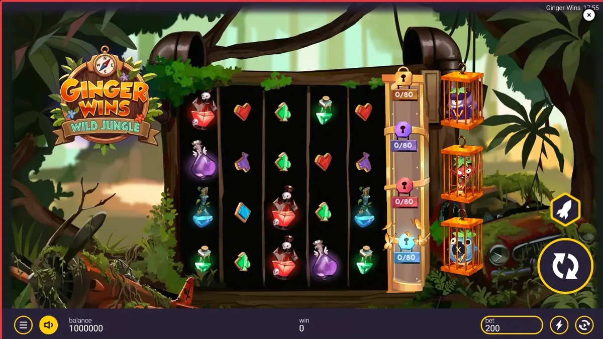 Tampilan visual slot Ginger Wins Wild Jungle dengan tema hutan tropis yang eksotis.