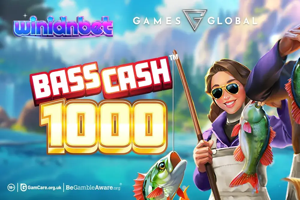 Tampilan visual permainan slot Bass Cash 1000 dengan tema memancing.
